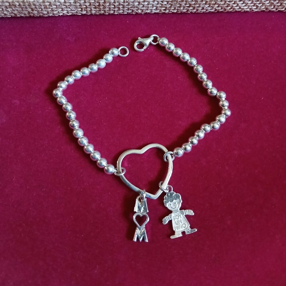 Mom's Pendant Bracelet Sterling Silver 925